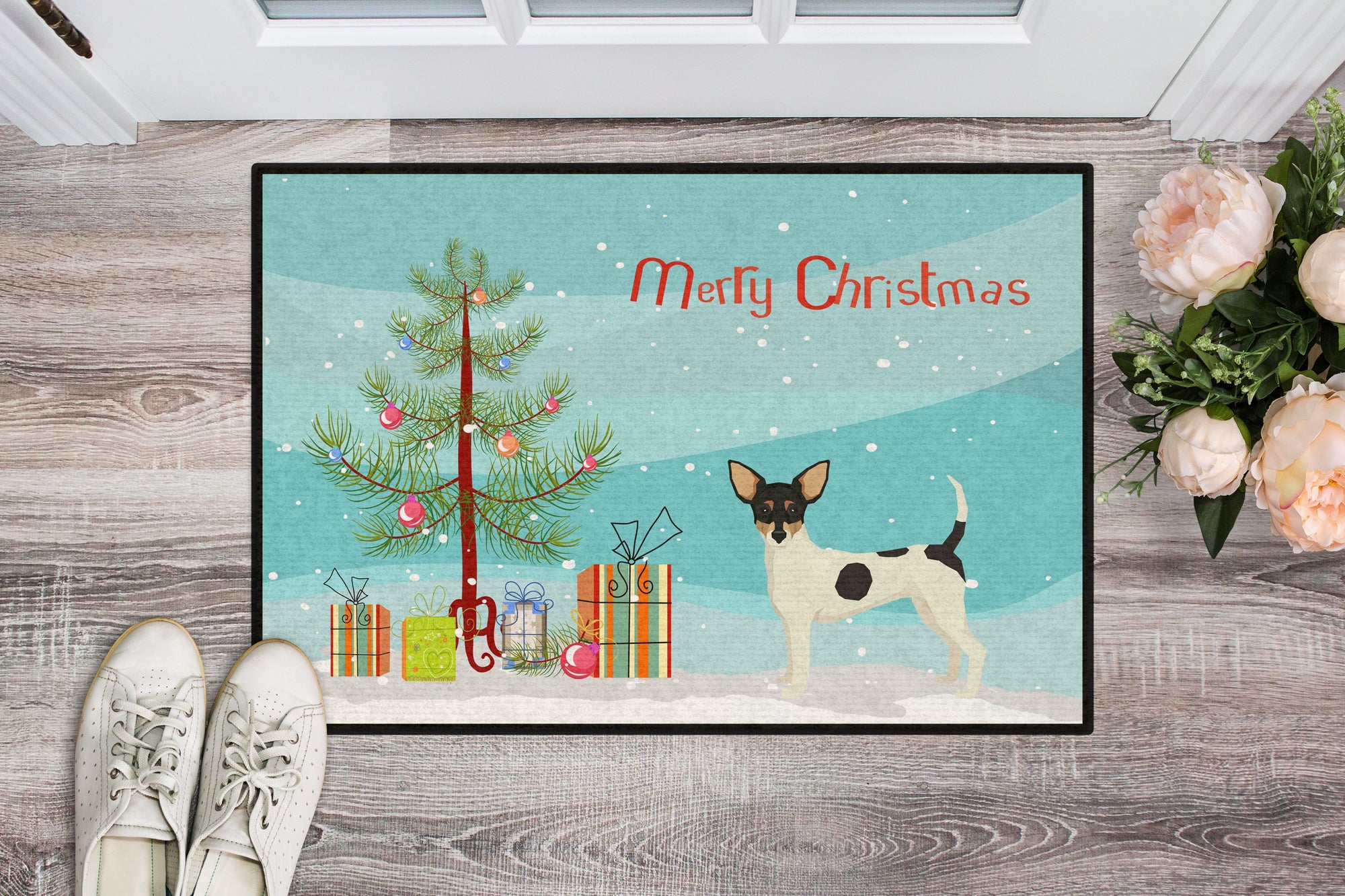 Toy Fox Terrier Christmas Tree Indoor or Outdoor Mat 24x36 CK3567JMAT by Caroline's Treasures