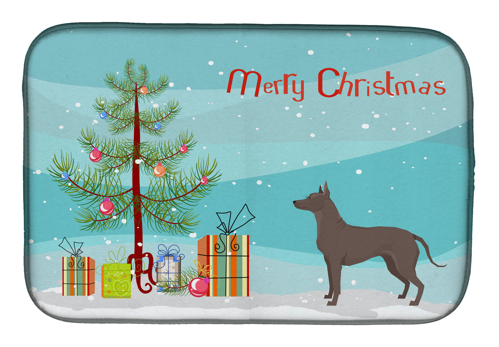 Mexican Hairless Dog Xolo Christmas Tree Dish Drying Mat CK3570DDM  the-store.com.