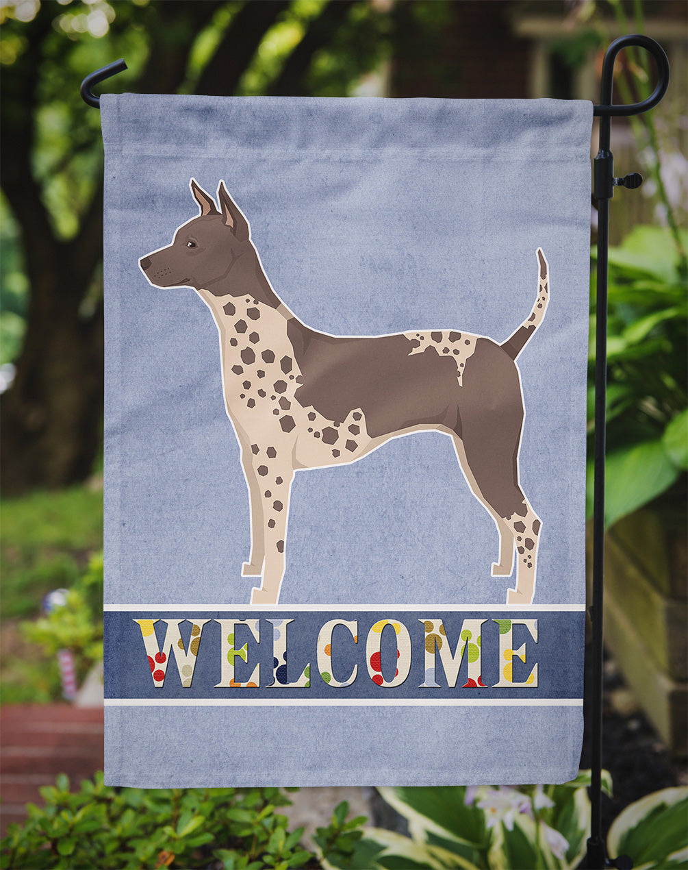American Hairless Terrier Welcome Flag Garden Size CK3573GF  the-store.com.