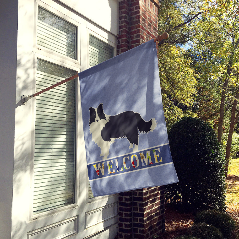 Border Collie Welcome Flag Canvas House Size CK3581CHF  the-store.com.