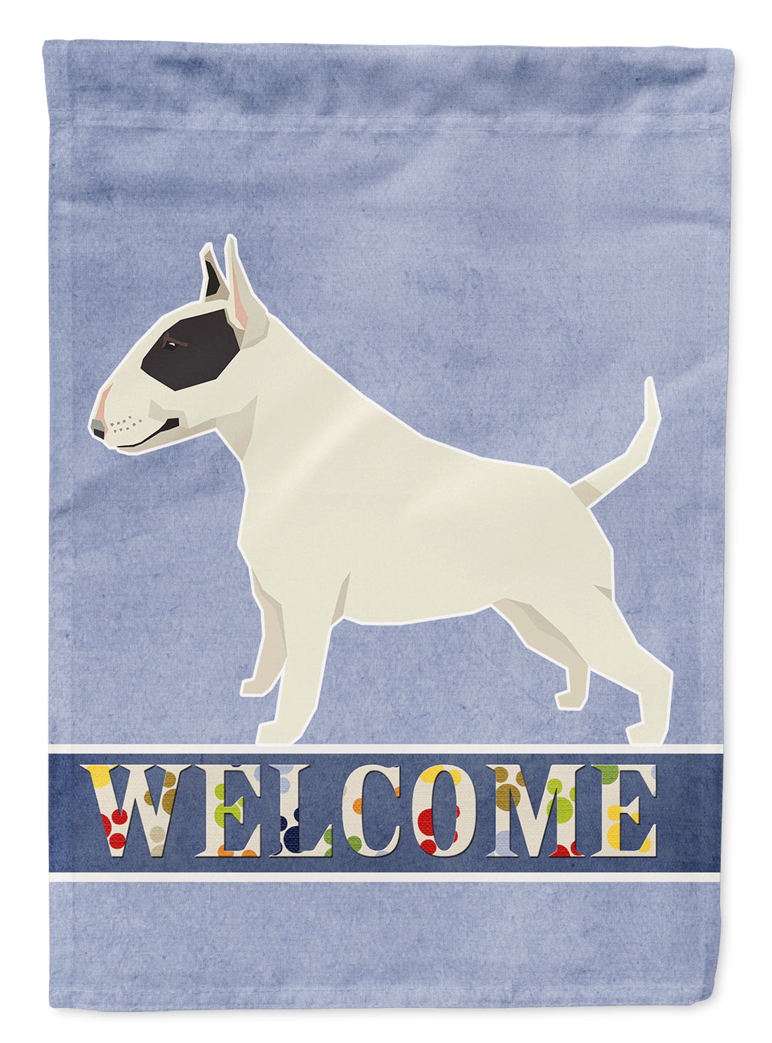 Black and White Bull Terrier Welcome Flag Canvas House Size CK3586CHF