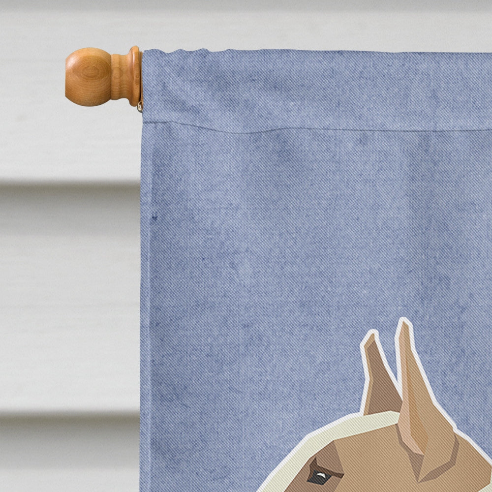 Fawn and White Bull Terrier Welcome Flag Canvas House Size CK3587CHF