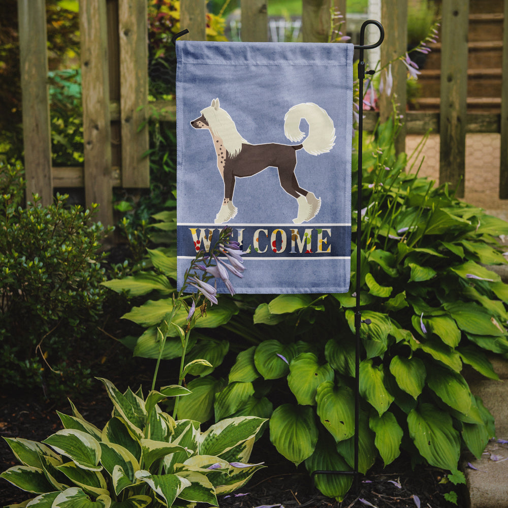 Caroline's Treasures Chinese Crested Welcome Garden Flag - Outdoor Decorative Yard Flag CK3590GF