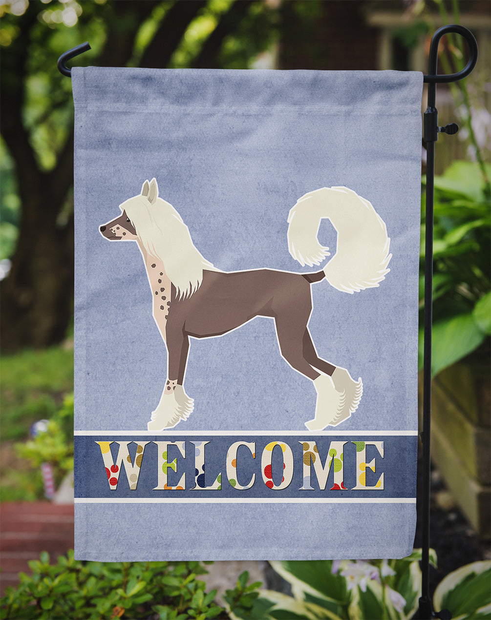 Chinese Crested Welcome Flag Garden Size CK3590GF  the-store.com.