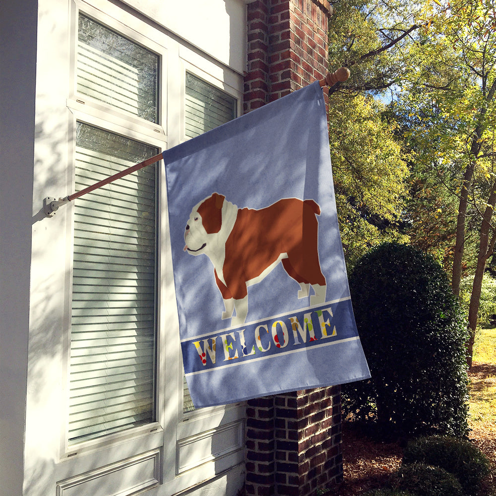 English Bulldog Welcome Flag Canvas House Size CK3595CHF  the-store.com.