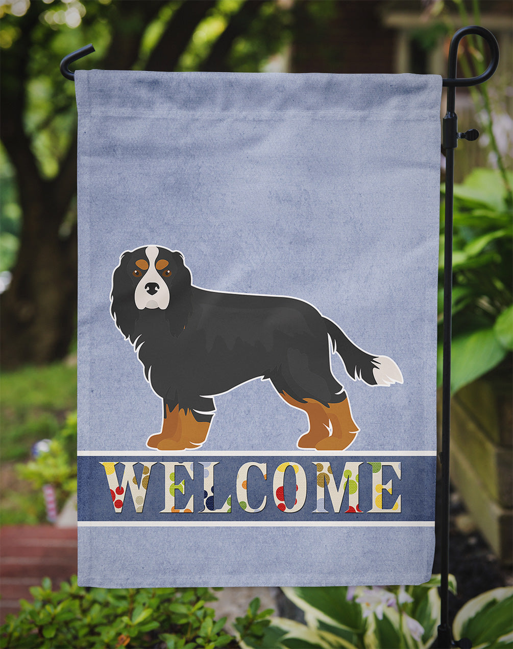 Cavalier King Charles Spaniel Tricolor Welcome Flag Garden Size CK3638GF  the-store.com.