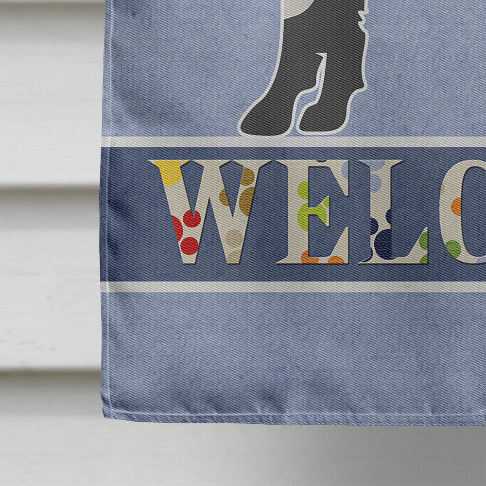 Black and White Elo dog Welcome Flag Canvas House Size CK3644CHF  the-store.com.