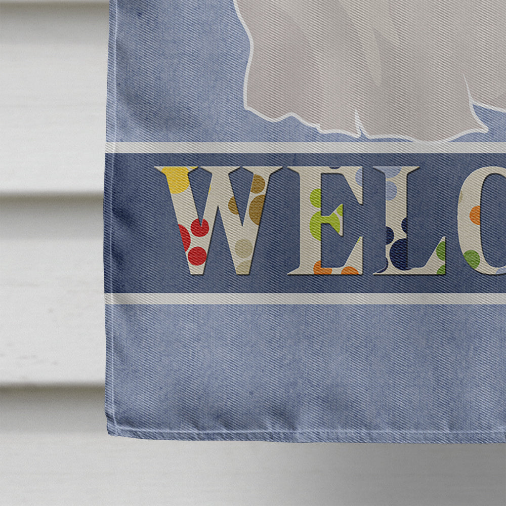 White Lhasa Apso Welcome Flag Canvas House Size CK3661CHF  the-store.com.