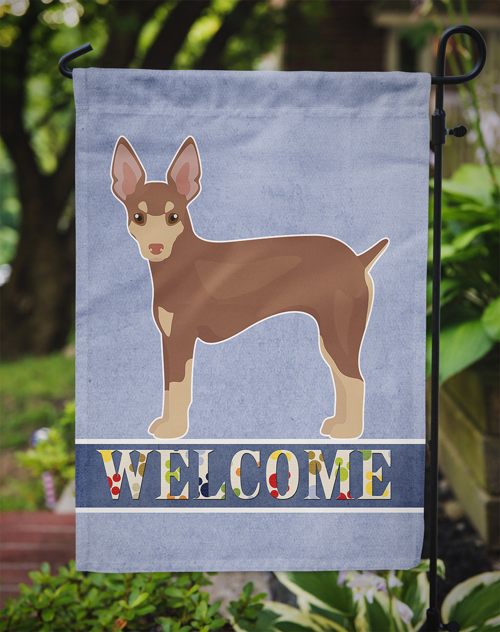 Miniature Fox Terrier Welcome Flag Garden Size CK3666GF