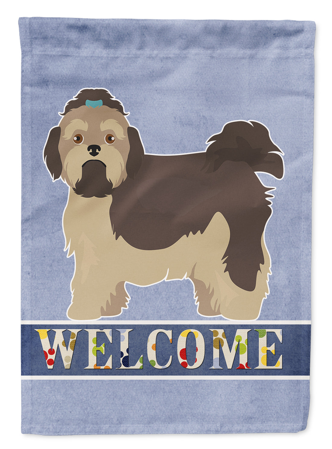 Russian Tsvetnaya Bolonka Lap Dog  Welcome Flag Canvas House Size CK3675CHF  the-store.com.