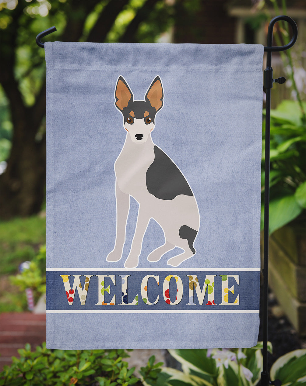 Miniature Fox Terrier #2 Welcome Flag Garden Size CK3694GF