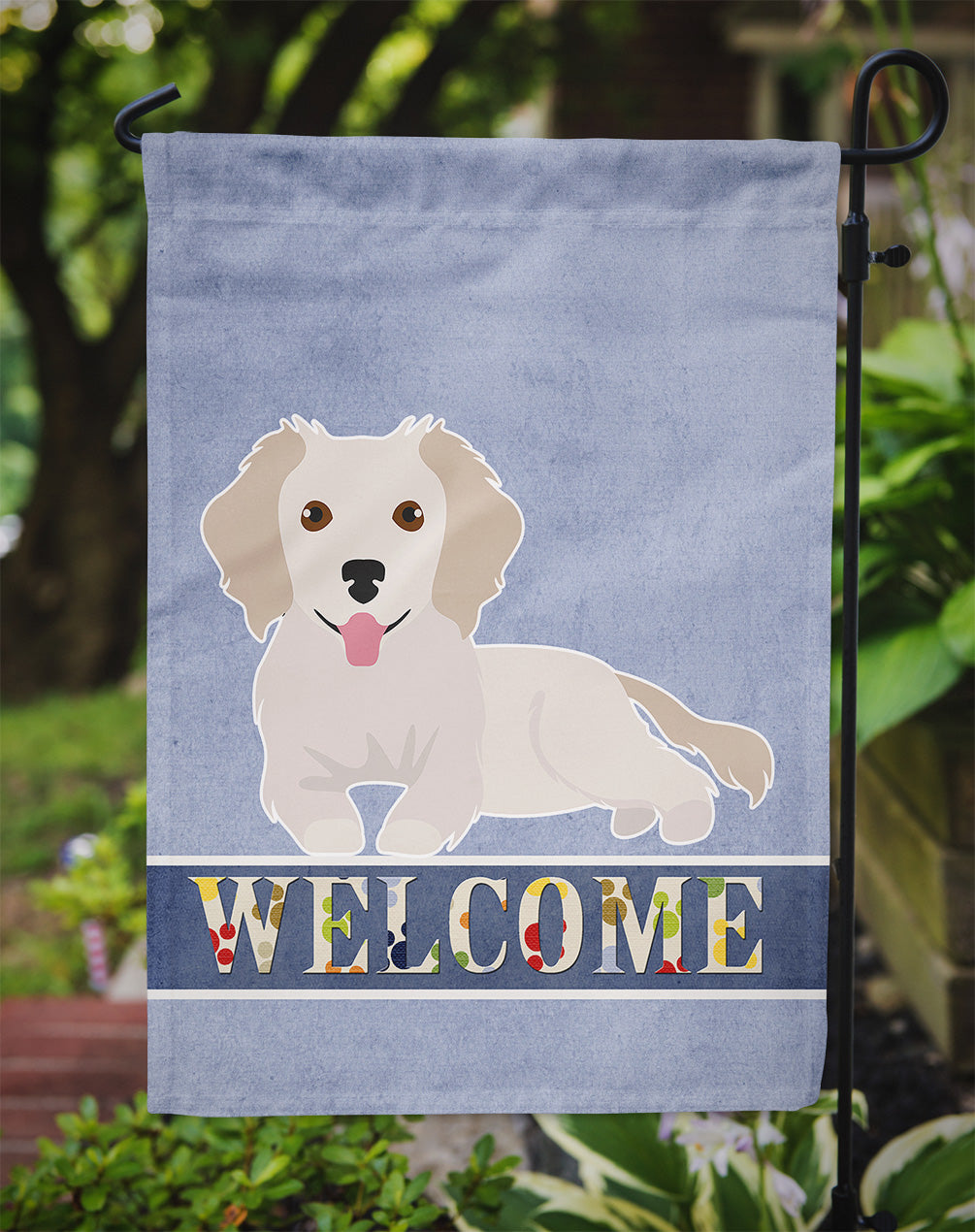 Small Greek Domestic Dog Kokoni #2 Welcome Flag Garden Size CK3702GF