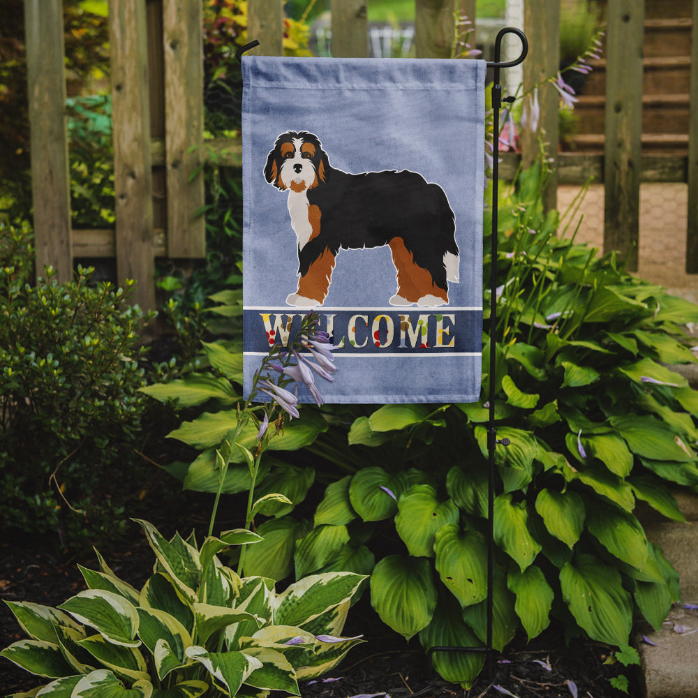 Caroline's Treasures Bernedoodle Welcome Garden Flag – Decorative Outdoor Yard Flag CK3710GF