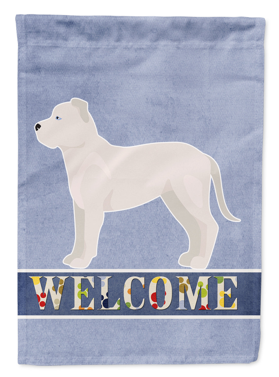 White Bullboxer Welcome Flag Canvas House Size CK3714CHF