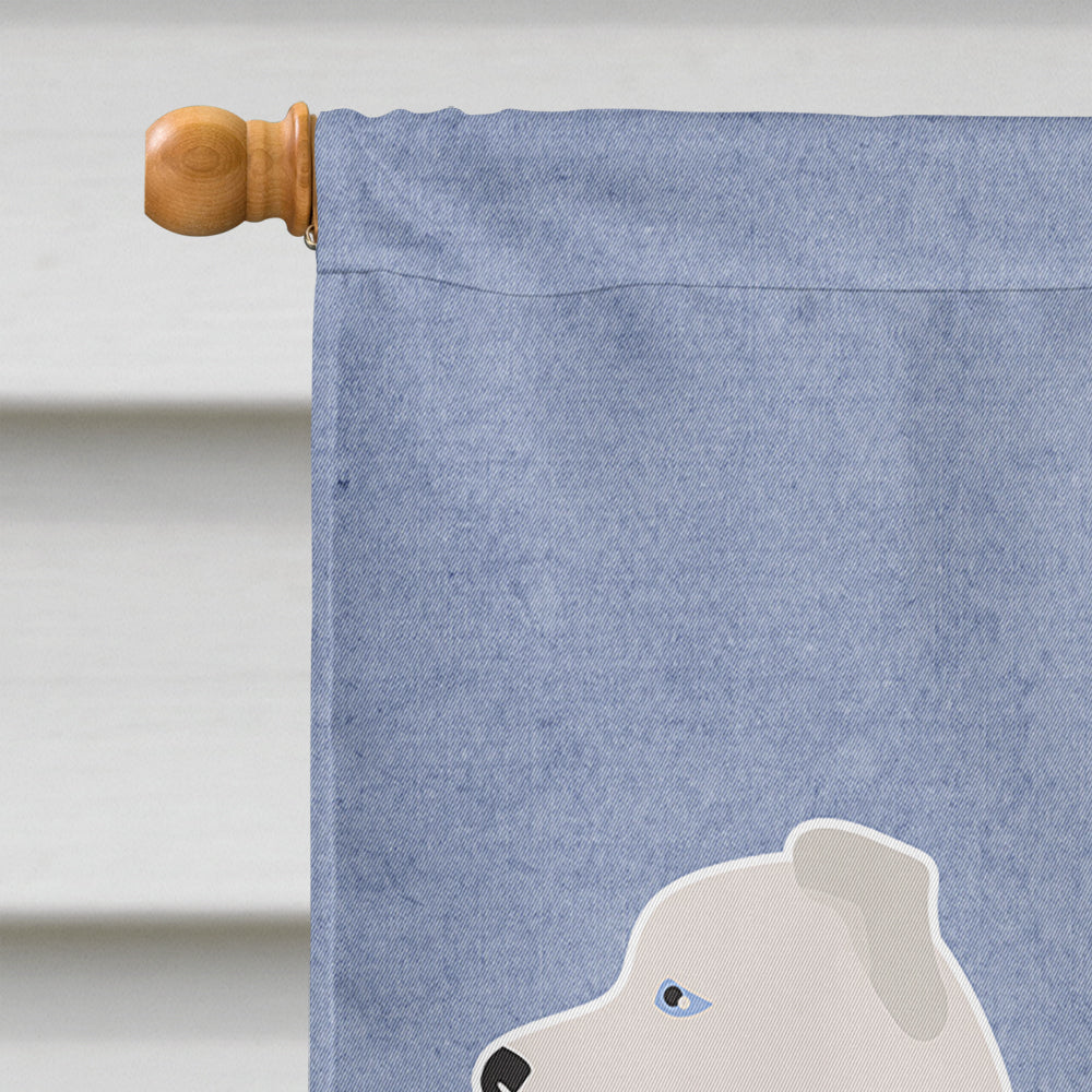 White Bullboxer Welcome Flag Canvas House Size CK3714CHF  the-store.com.