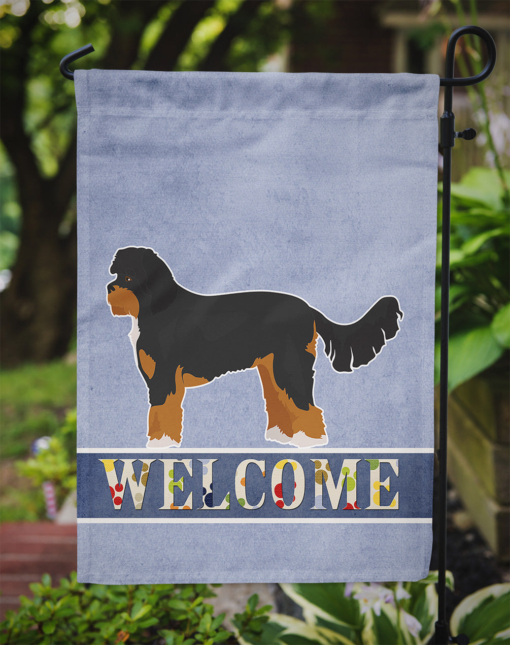 Black and Tan Cavapoo Welcome Flag Garden Size CK3717GF  the-store.com.