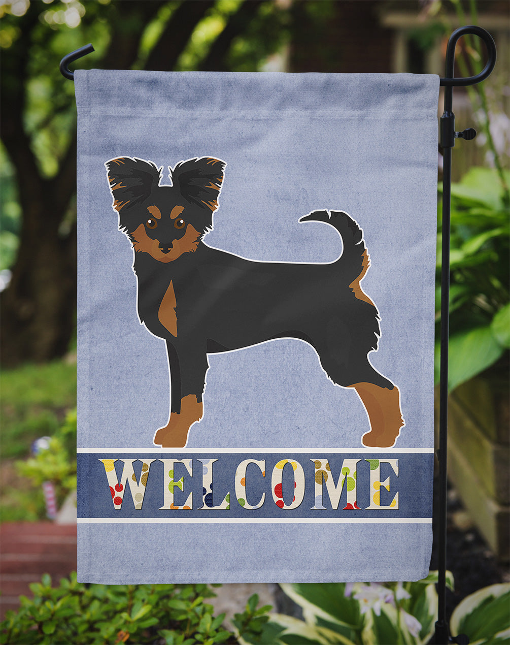 Black and Tan Chion Welcome Flag Garden Size CK3719GF