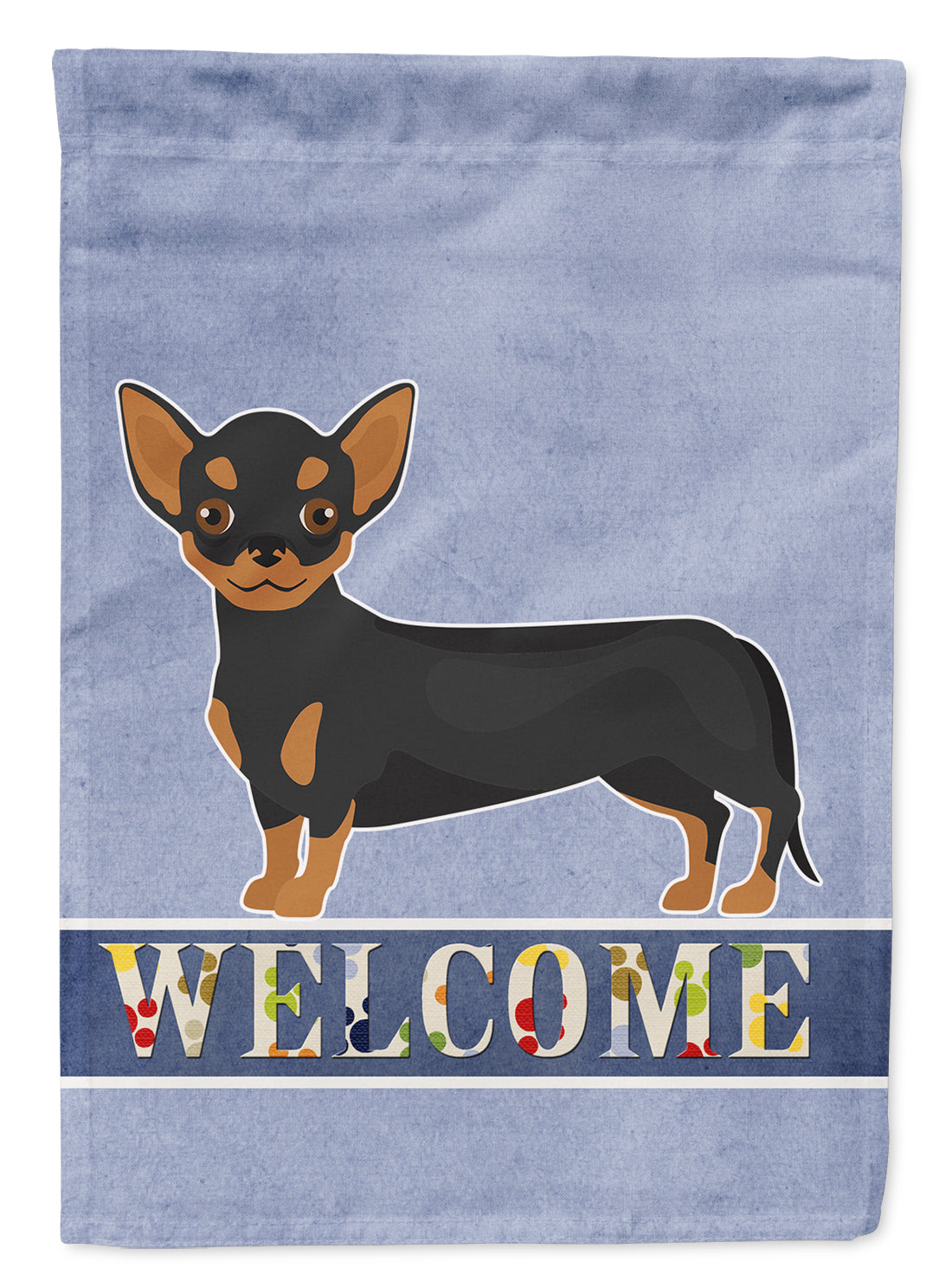 Black and Tan Chiweenie Welcome Flag Canvas House Size CK3722CHF  the-store.com.