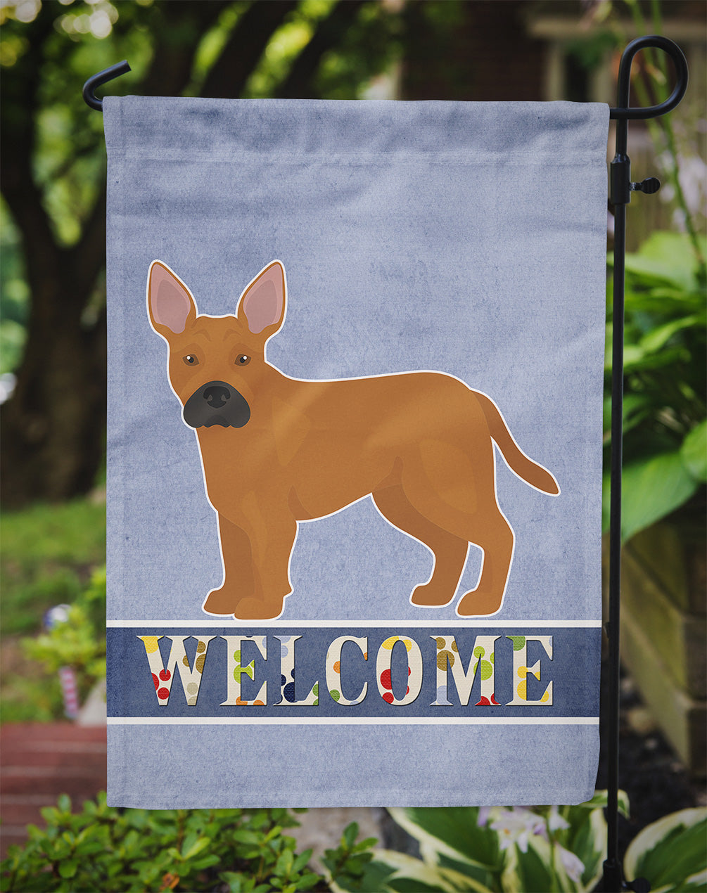 Tan French Bulldog Pit Bull Mix Welcome Flag Garden Size CK3734GF  the-store.com.