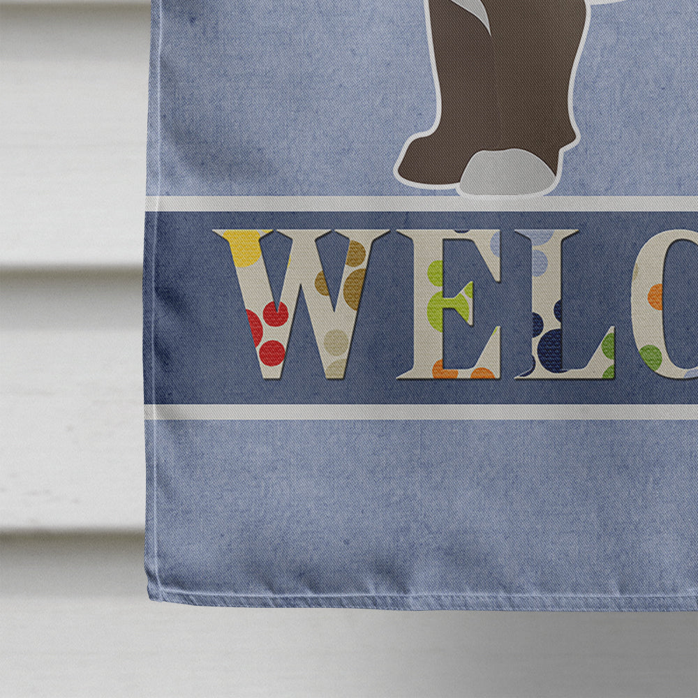 Black French Bulldog Pit Bull Mix Welcome Flag Canvas House Size CK3735CHF  the-store.com.