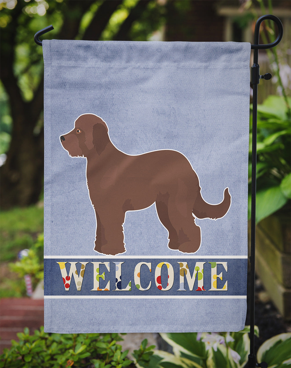 Brown Goldendoodle Welcome Flag Garden Size CK3744GF  the-store.com.