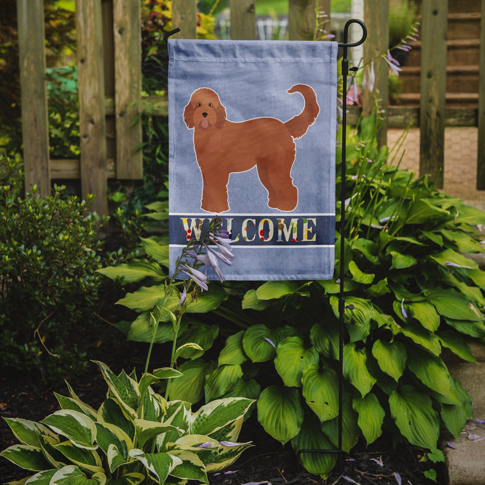 Tan Goldendoodle Welcome Flag Garden Size CK3745GF  the-store.com.