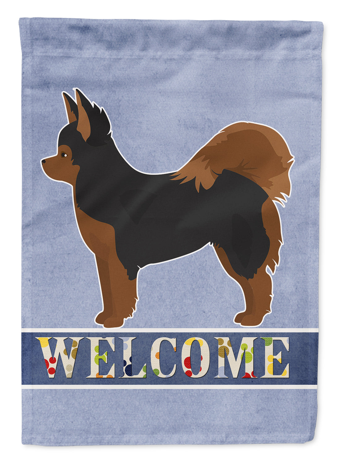 Black and Tan Pomchi Welcome Flag Canvas House Size CK3765CHF  the-store.com.