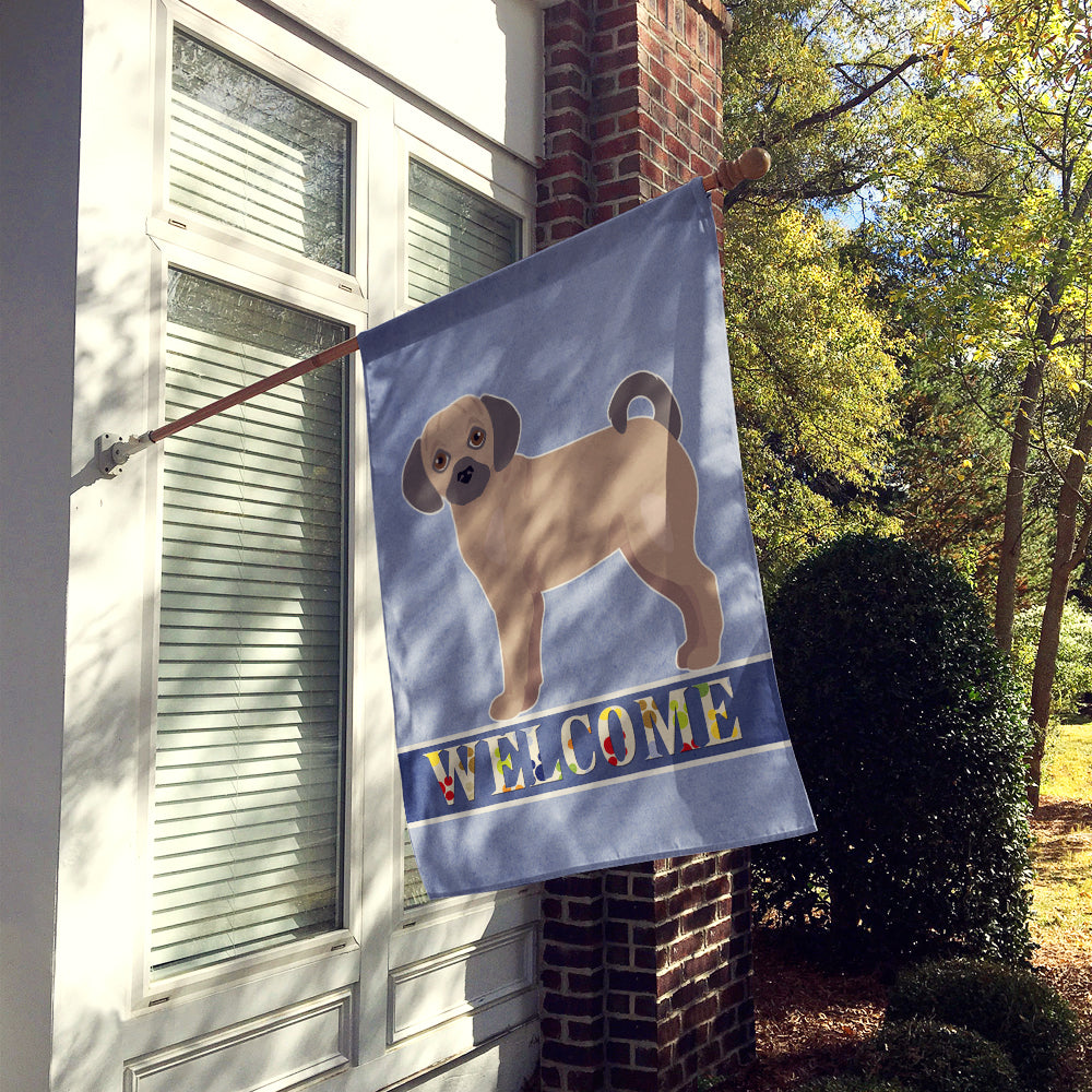 Fawn Puggle Welcome Flag Canvas House Size CK3770CHF  the-store.com.