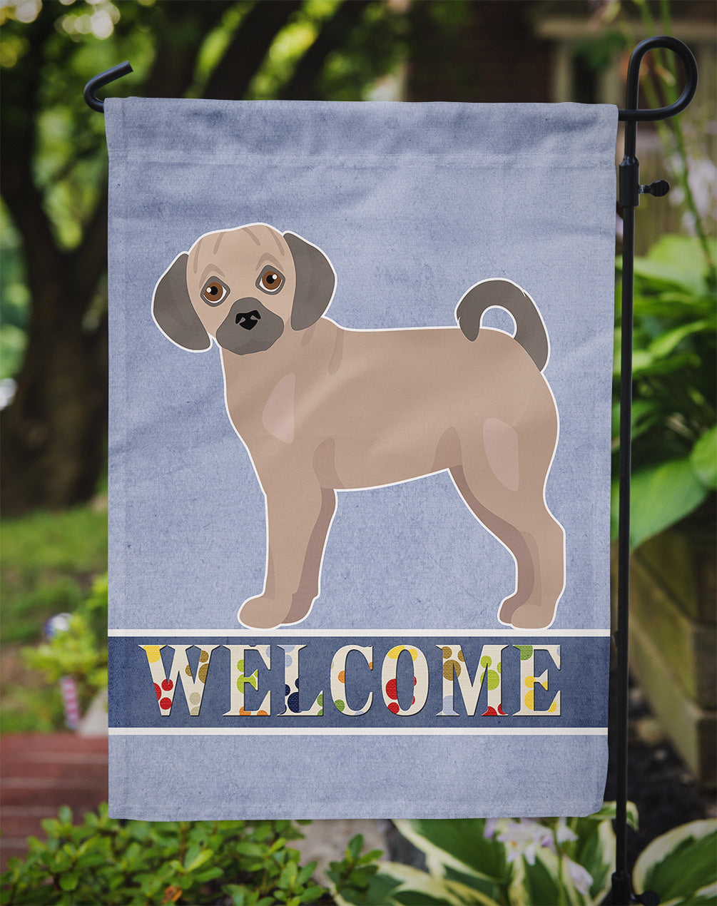 Fawn Puggle Welcome Flag Garden Size CK3770GF  the-store.com.