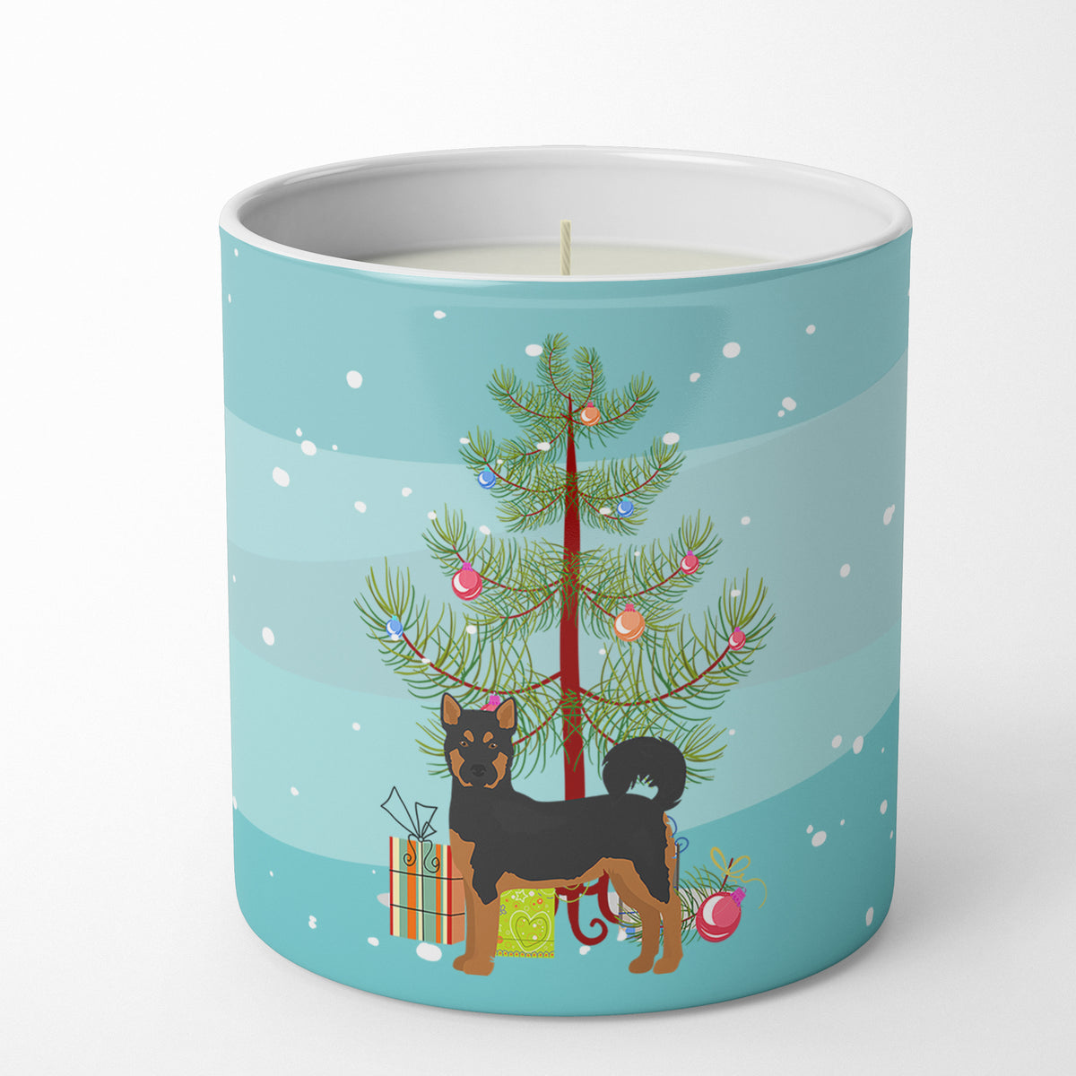 Buy this Akita Shepherd Black and Tan Christmas Tree 10 oz Decorative Soy Candle