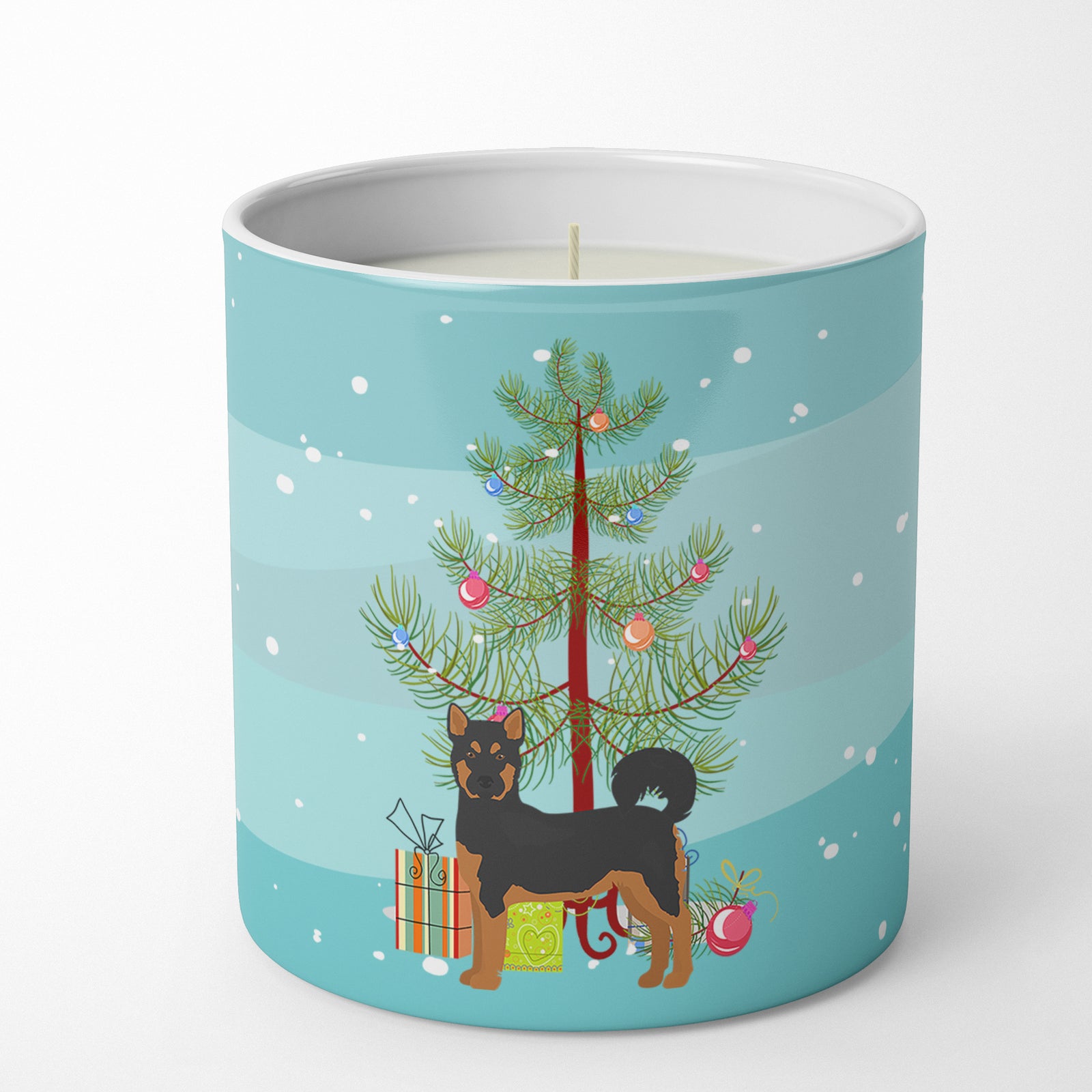 Caroline's Treasures Akita Shepherd Black and Tan Christmas Tree 10 oz Decorative Soy Candle