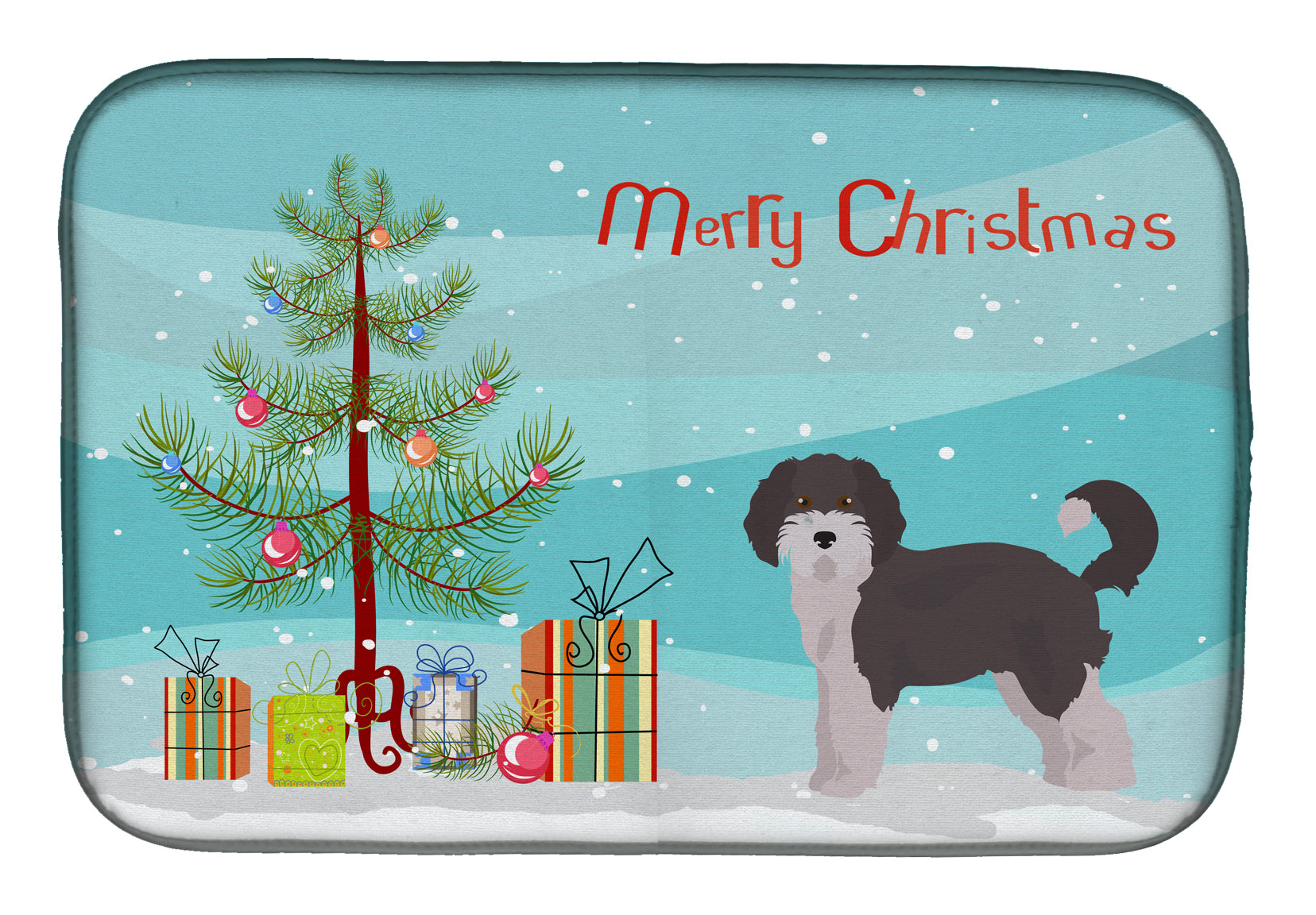 Aussiedoodle #1 Christmas Tree Dish Drying Mat CK3800DDM  the-store.com.