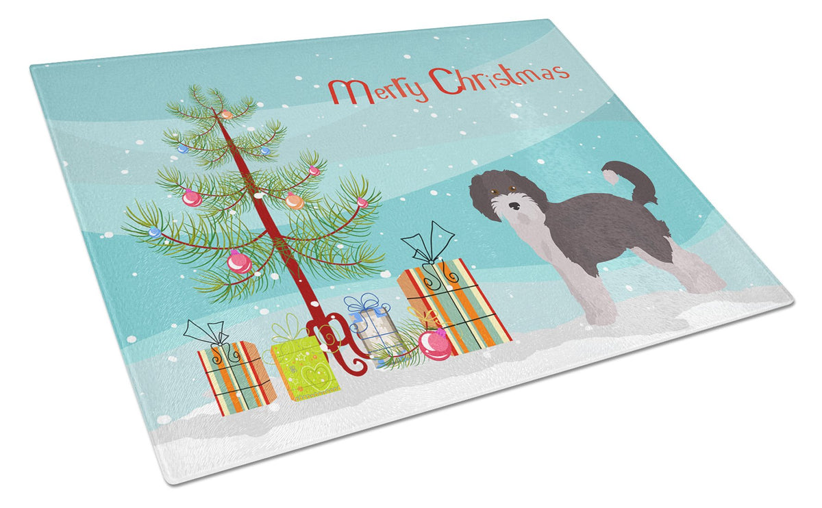 Aussiedoodle #1 Christmas Tree Glass Cutting Board Large CK3800LCB by Caroline&#39;s Treasures