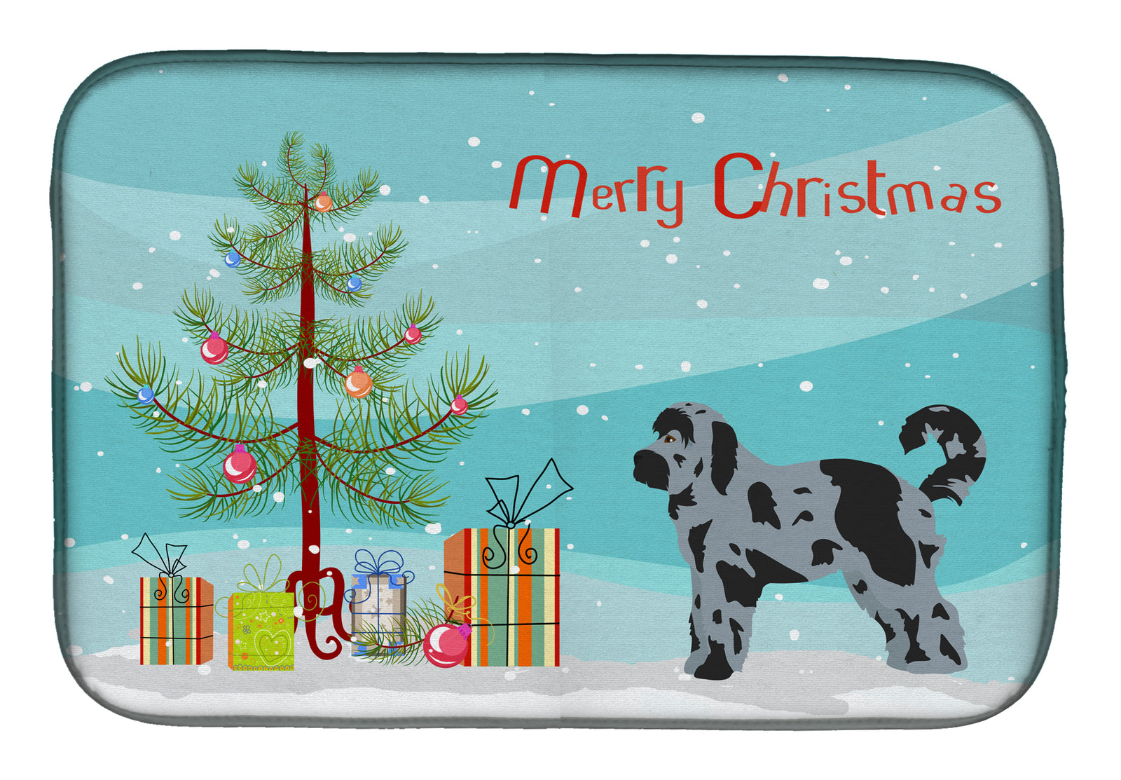 Aussiedoodle #2 Christmas Tree Dish Drying Mat CK3801DDM  the-store.com.