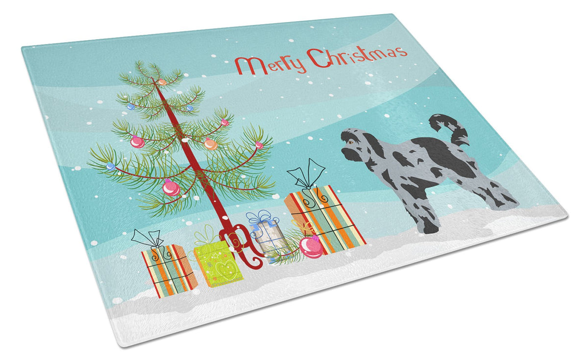 Aussiedoodle #2 Christmas Tree Glass Cutting Board Large CK3801LCB by Caroline&#39;s Treasures