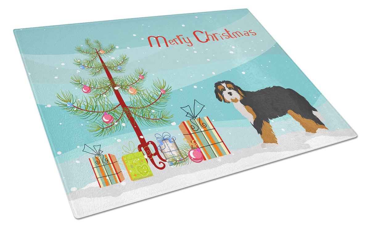 Bernedoodle Christmas Tree Glass Cutting Board Large CK3804LCB by Caroline&#39;s Treasures