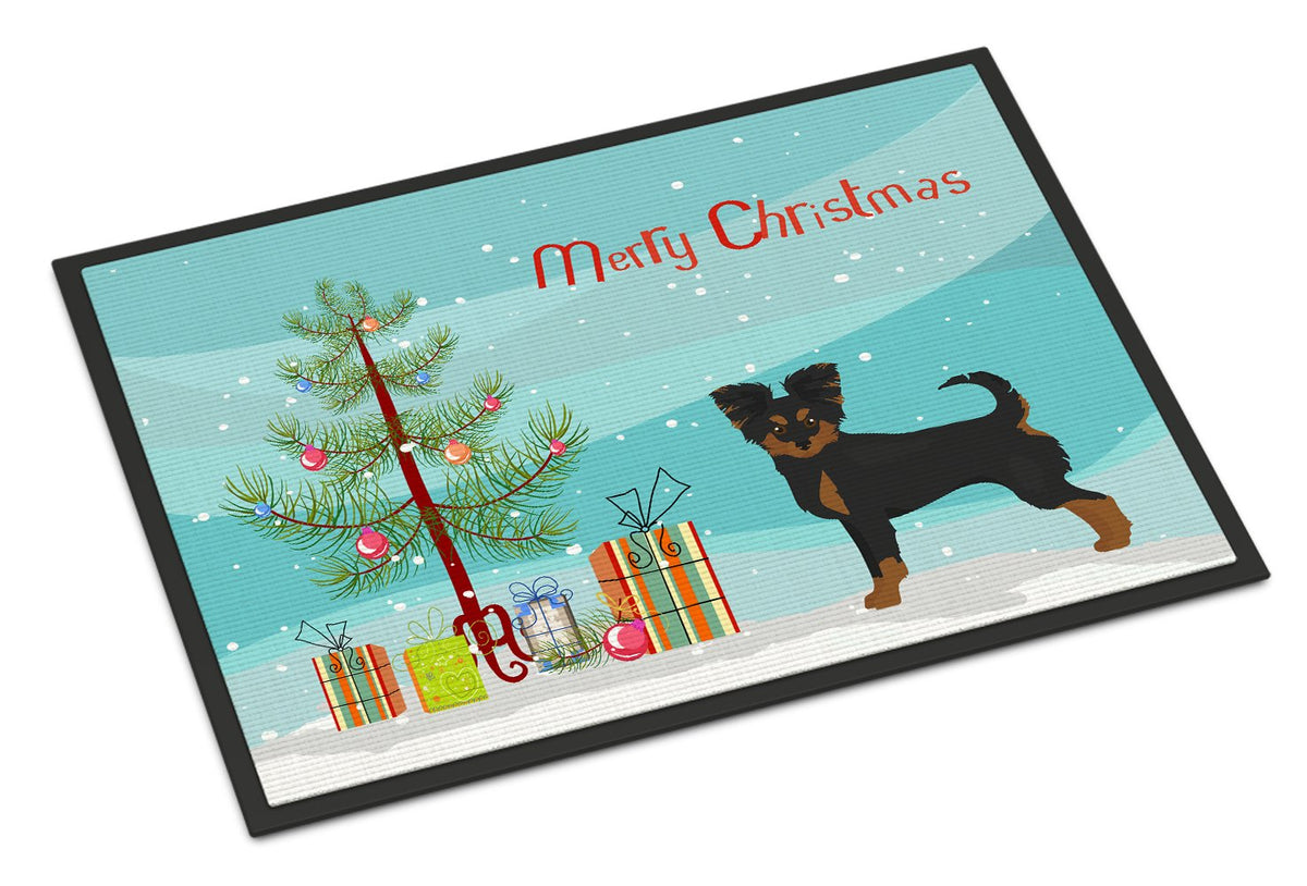Black and Tan Chion Christmas Tree Indoor or Outdoor Mat 24x36 CK3813JMAT by Caroline&#39;s Treasures