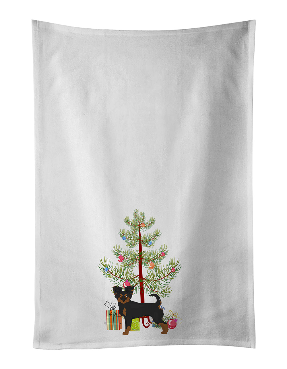 Buy this Black and Tan Chion Christmas Tree White Kitchen Towel Set of 2