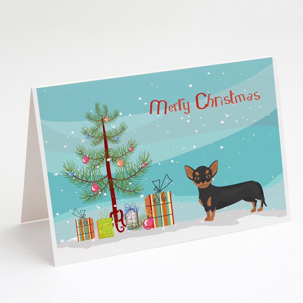Buy this Black and Tan Chiweenie Christmas Tree Greeting Cards and Envelopes Pack of 8