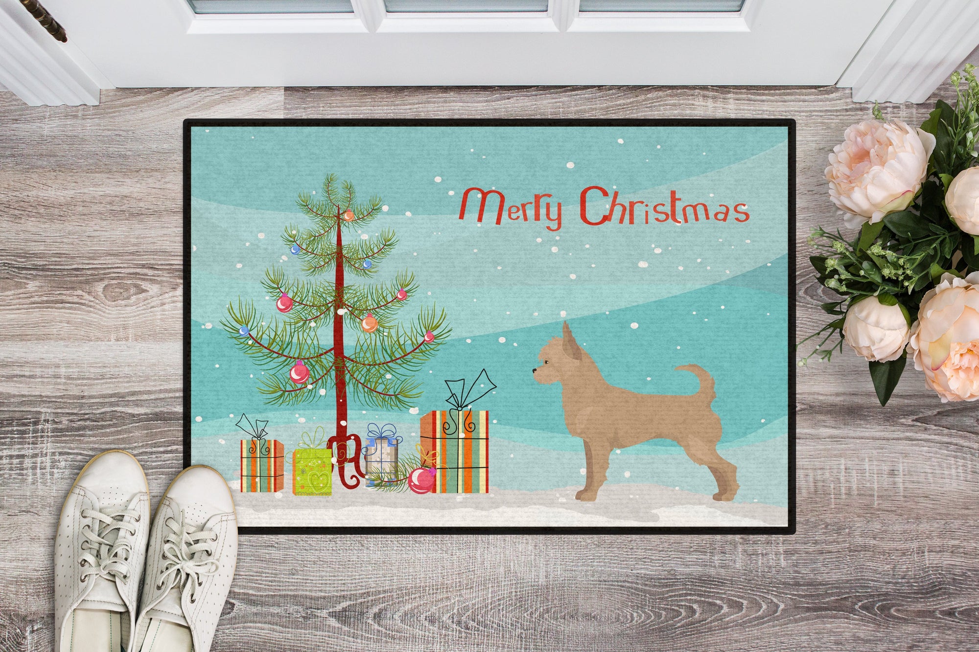 Tan Chorkie Christmas Tree Indoor or Outdoor Mat 24x36 CK3818JMAT by Caroline's Treasures
