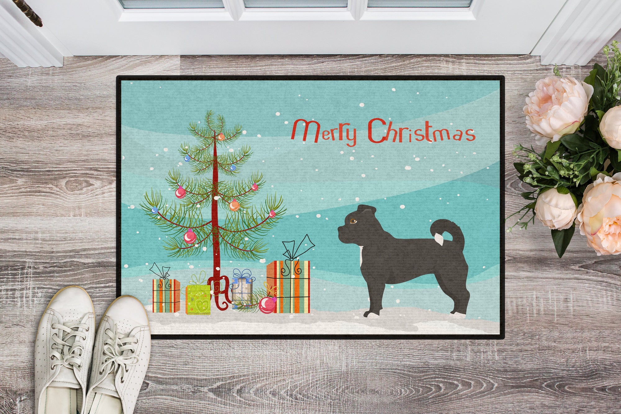 Black Chug Christmas Tree Indoor or Outdoor Mat 24x36 CK3820JMAT by Caroline's Treasures