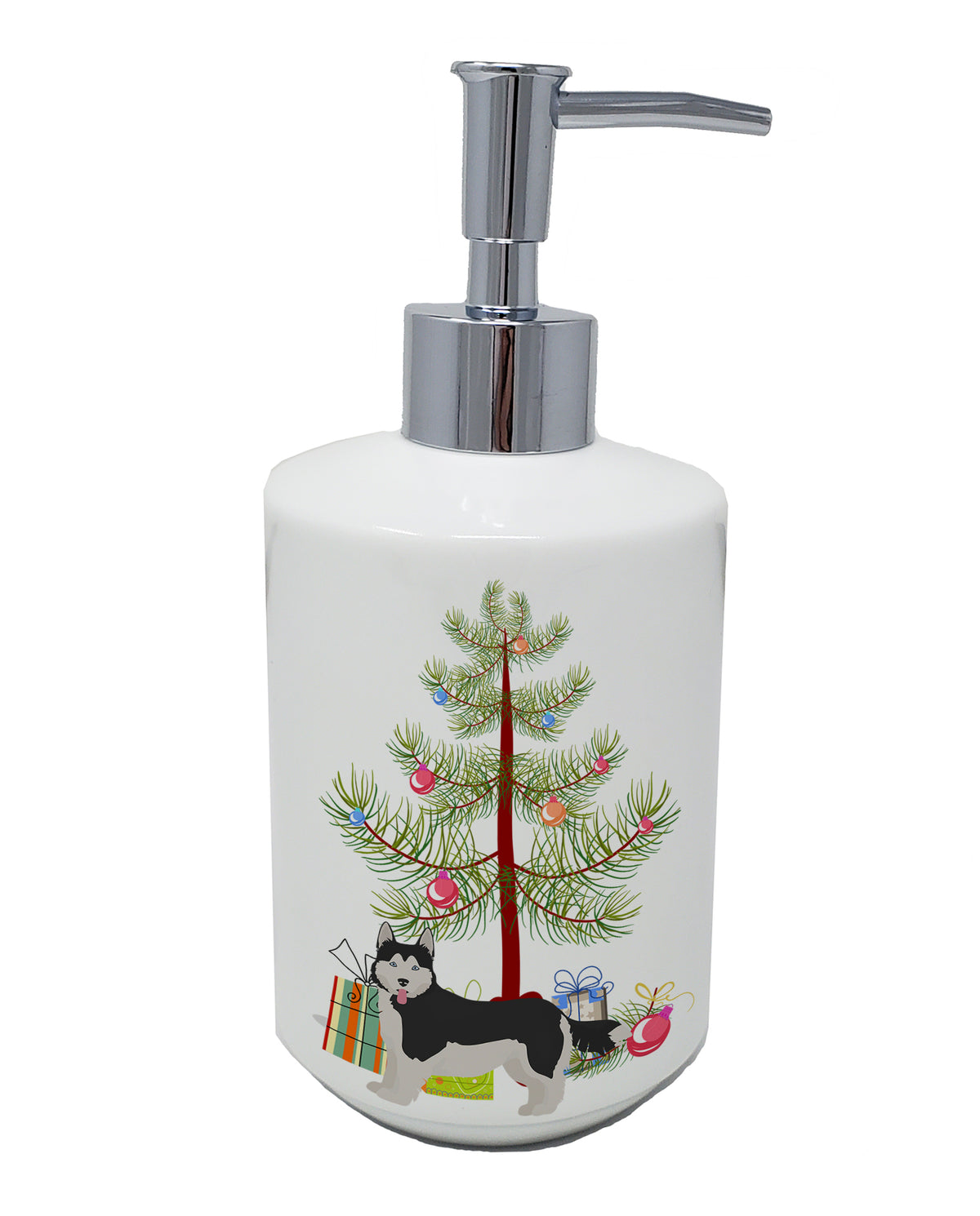 Buy this Corgi Husky Mix #2 Christmas Tree Ceramic Soap Dispenser
