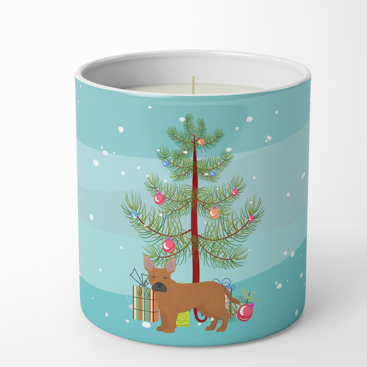 Buy this Tan French Bulldog Pit Bull Mix Christmas Tree 10 oz Decorative Soy Candle