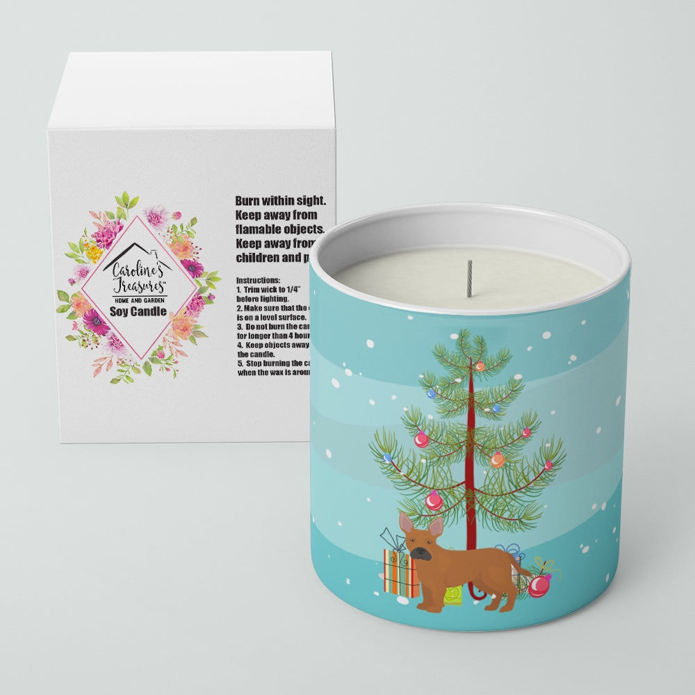 Caroline's Treasures Tan French Bulldog Pit Bull Mix Christmas Tree 10 oz Decorative Soy Candle