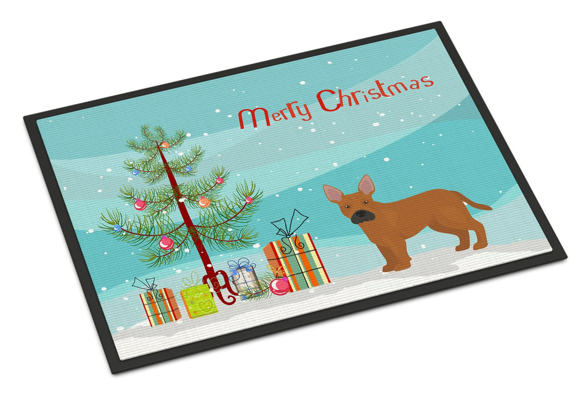 Tan French Bulldog Pit Bull Mix Christmas Tree Indoor or Outdoor Mat 24x36 CK3828JMAT by Caroline&#39;s Treasures