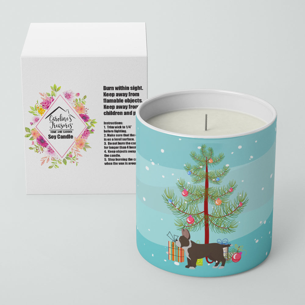 Caroline's Treasures Black French Bulldog Pit Bull Mix Christmas Tree 10 oz Decorative Soy Candle