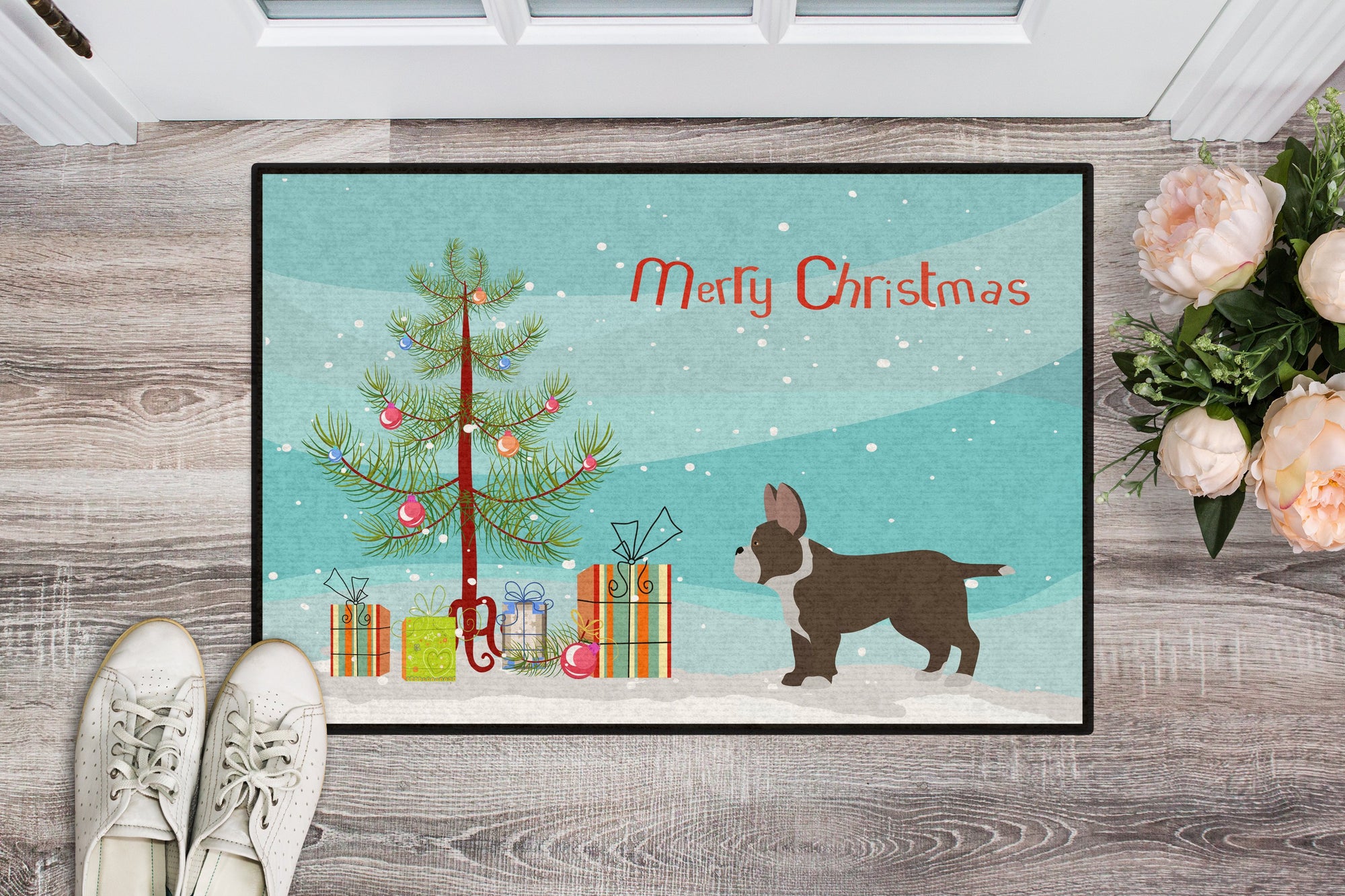 Black French Bulldog Pit Bull Mix Christmas Tree Indoor or Outdoor Mat 24x36 CK3829JMAT by Caroline's Treasures
