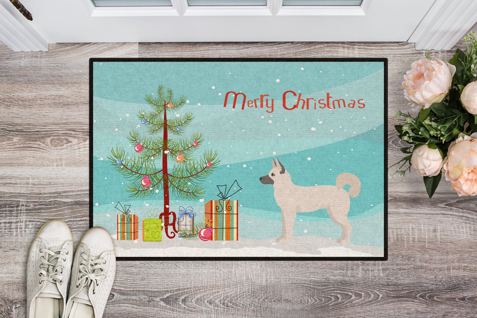 Gerberian Shepsky Christmas Tree Indoor or Outdoor Mat 24x36 CK3830JMAT by Caroline's Treasures