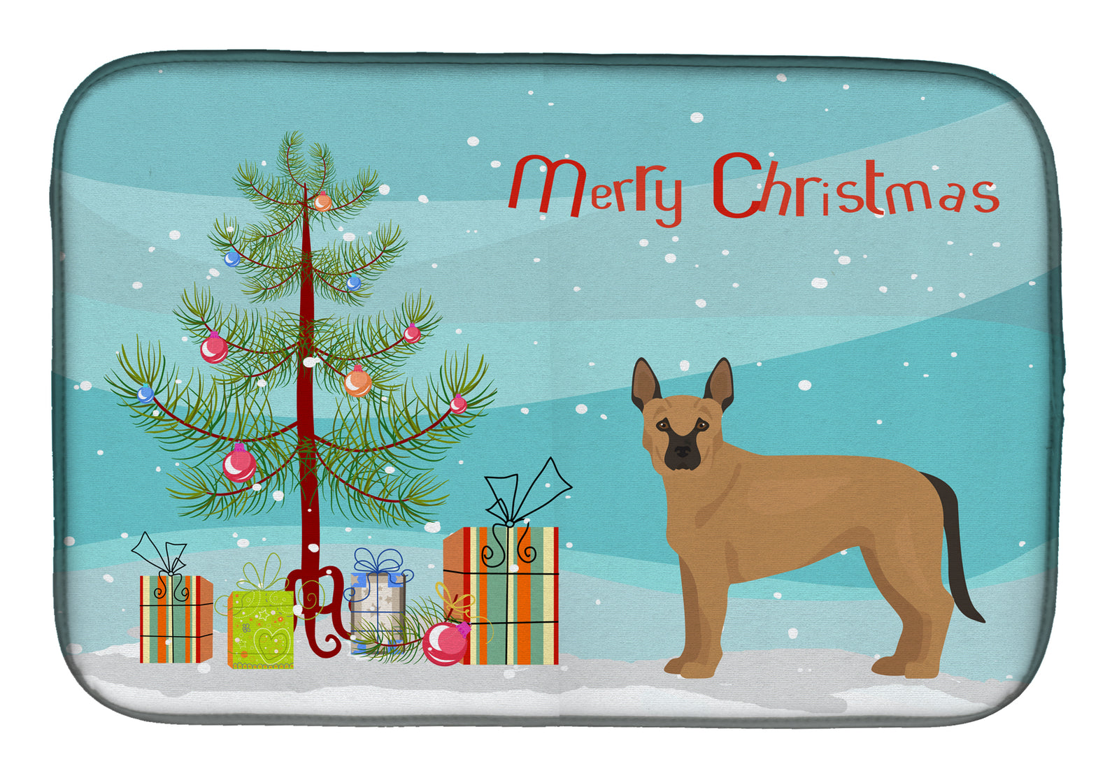 Tan German Shepherd Mastiff Mix Christmas Tree Dish Drying Mat CK3832DDM