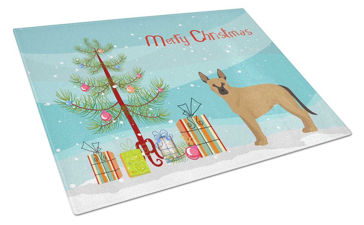 Tan German Shepherd Mastiff Mix Christmas Tree Glass Cutting Board Large CK3832LCB by Caroline&#39;s Treasures